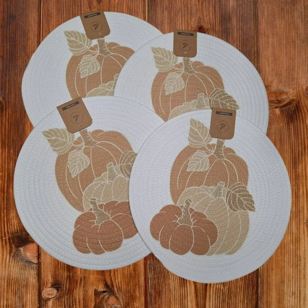Pumpkin Fall Round‎ Braided Placemat Autumn Table Setting 15 Inch Create